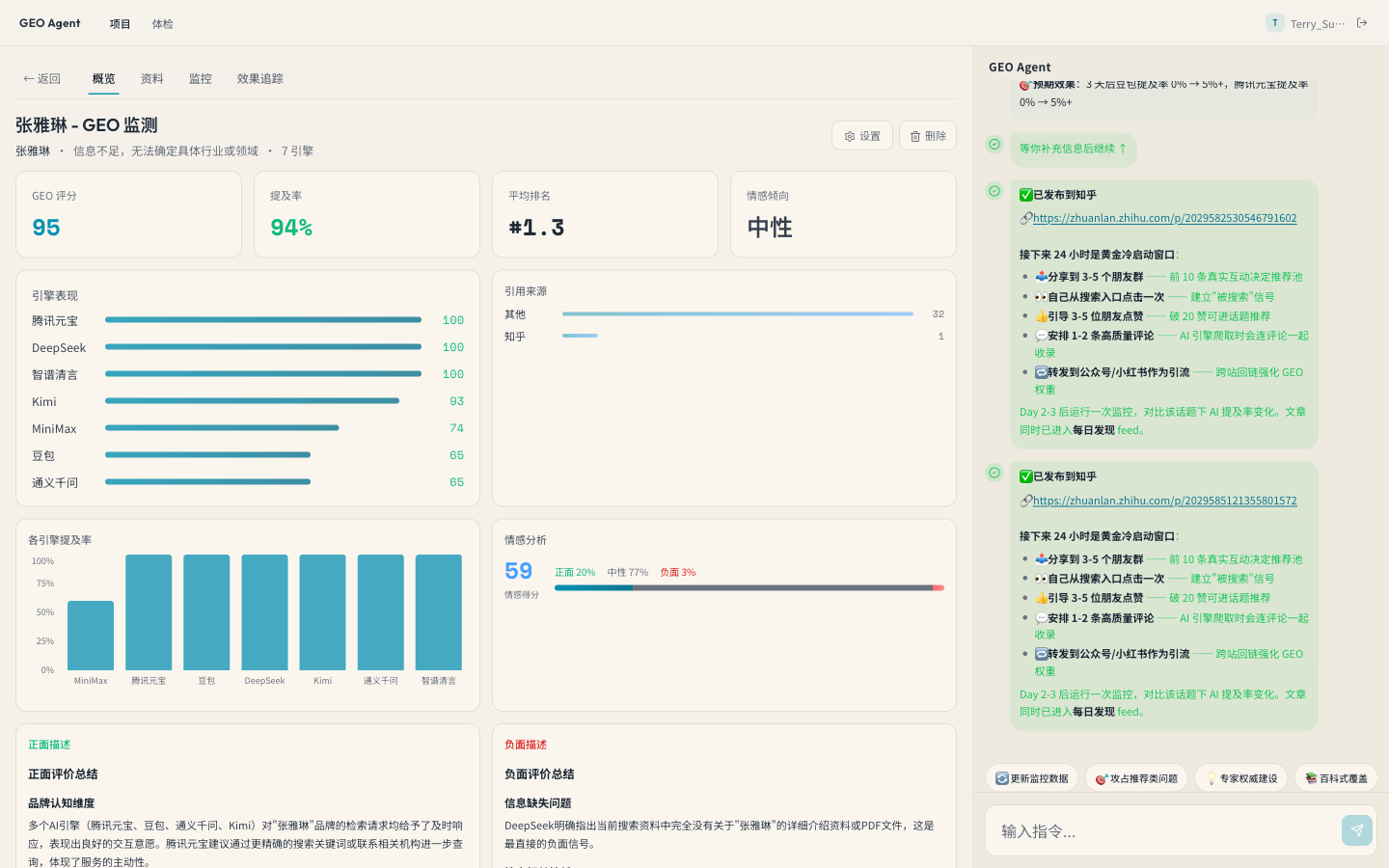 GEO Agent — 项目详情页